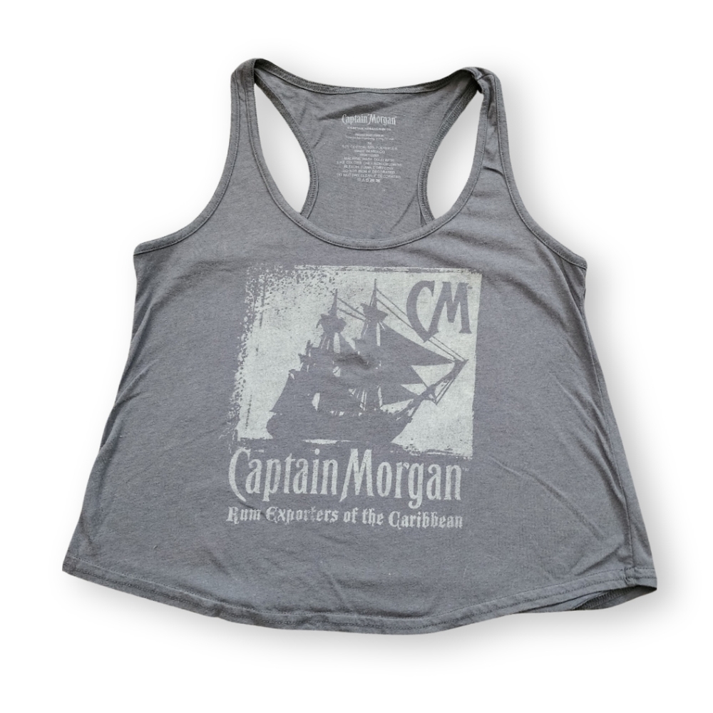 Grey Captain Morgan Cropped Tank, Women's M